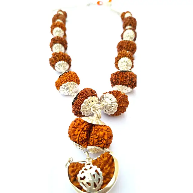 1 -14 Mukhi Rudraksha Siddha Mala with silver Cap nepali – image 2