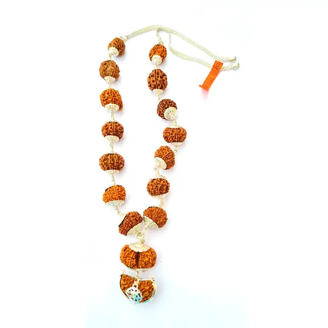 1 -14 Mukhi Rudraksha Siddha Mala with silver Cap nepali – image 4