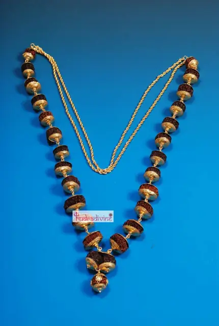1 to 21 mukhi nepali rudraksha beads kantha in pure Gold – image 2