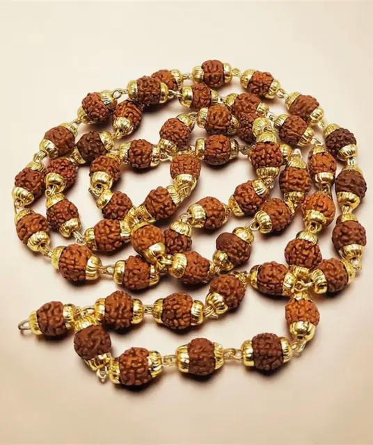 5 Mukhi Rudraksha Mala with Gold-Plated Beads for Men & Women – image 2