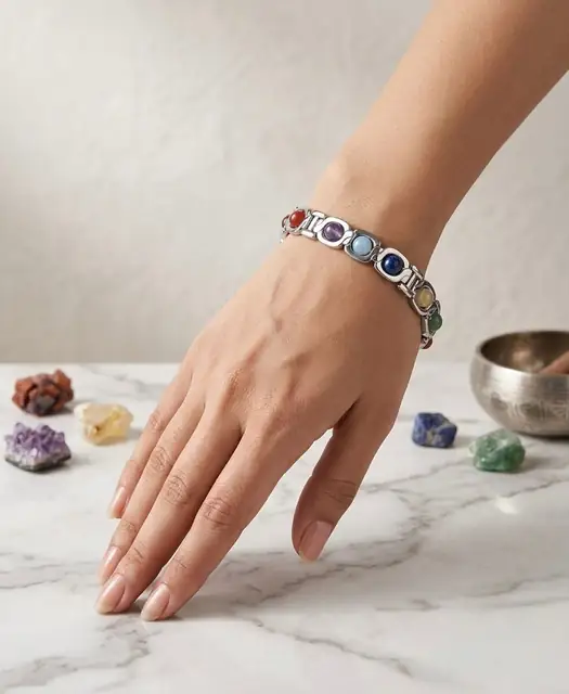 7 Chakra Bracelet In White Metal For Men & Women – image 2