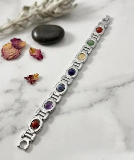 7 Chakra Bracelet In White Metal For Men & Women – image 3