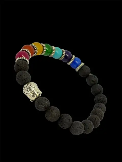 7 Chakra Lava Stone Buddha Bracelet for Men & Women – Natural Healing Stone Beaded Bracelet – image 4