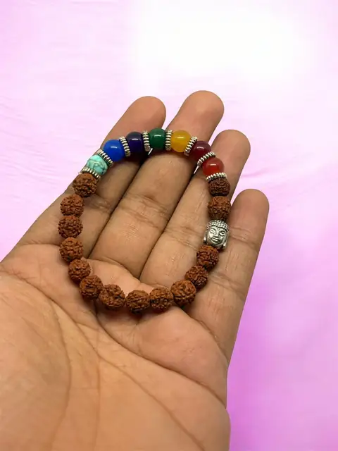 7 Chakra Rudraksha Bracelet – Original Certified Precious Seven Chakra Crystal Bracelet for Healing & Spiritual Balance – image 2