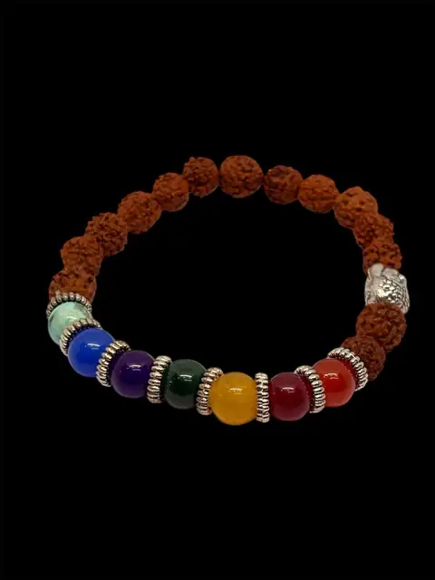 7 Chakra Rudraksha Bracelet – Original Certified Precious Seven Chakra Crystal Bracelet for Healing & Spiritual Balance – image 3