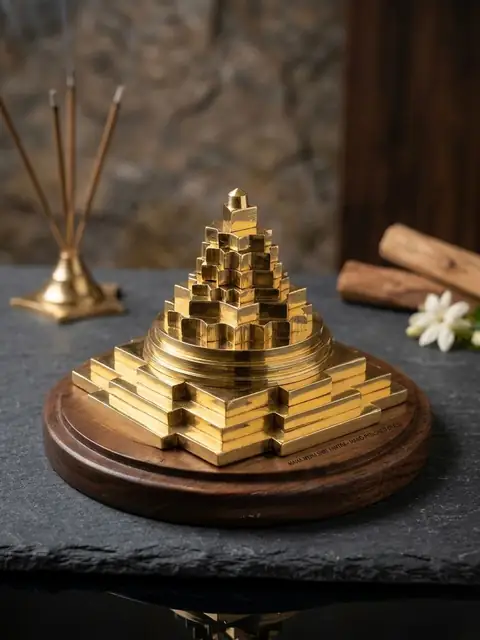 Brass meru Shree Yantra. 3D Maha Meru Shri Yantra for Pooja, Vastu & Prosperity – image 2