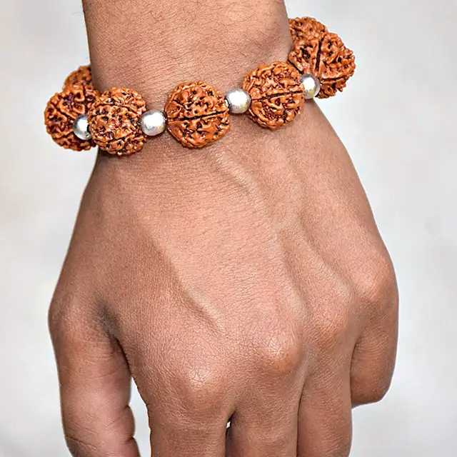 Charming 5 Mukhi Rudraksha & Parad beads Bracelet – image 5