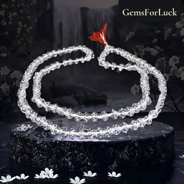 Diamond Cut Rock Crystal Sphatik Mala