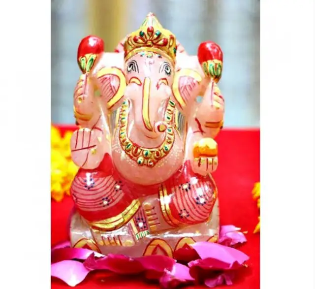 Ganesha Idol In Rose Quartz – image 2