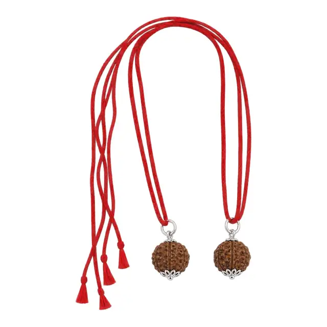 GemsForLuck 5 Mukhi Rudraksha Pendant with Red Sacred Mauli Thread for Puja – image 3