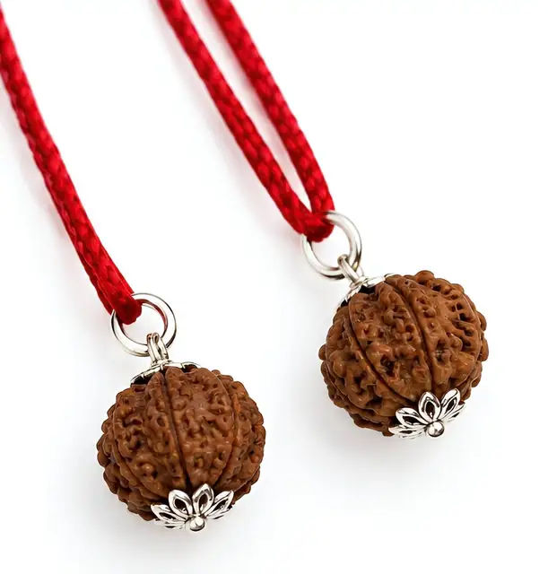 GemsForLuck 5 Mukhi Rudraksha Pendant with Red Sacred Mauli Thread for Puja – image 6