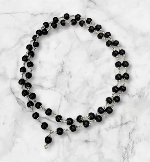 GemsForLuck Karungali Malai Silver Cap Plated Necklace – image 3