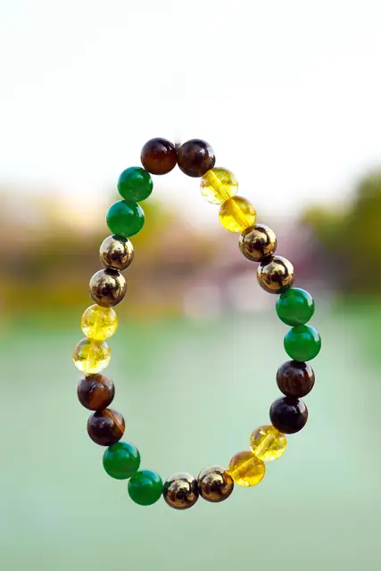 GemsForLuck Money Magnet Bracelet, Pyrite Tiger Eye Green Aventurine Citrine Wealth Bracelet 8 mm beads ergized by GemsForLuck For Unisex Adultads – image 4