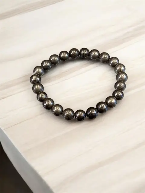 GemsForLuck Natural Pyrite Bracelet AAA Grade Lab-Certified Original Stretchable 8mm Faceted Real Crystal Unisex Bracelet For Prosperity, Abundance & Manifestation – image 2
