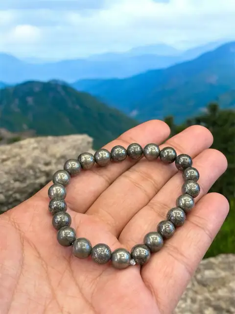 GemsForLuck Natural Pyrite Bracelet AAA Grade Lab-Certified Original Stretchable 8mm Faceted Real Crystal Unisex Bracelet For Prosperity, Abundance & Manifestation – image 3