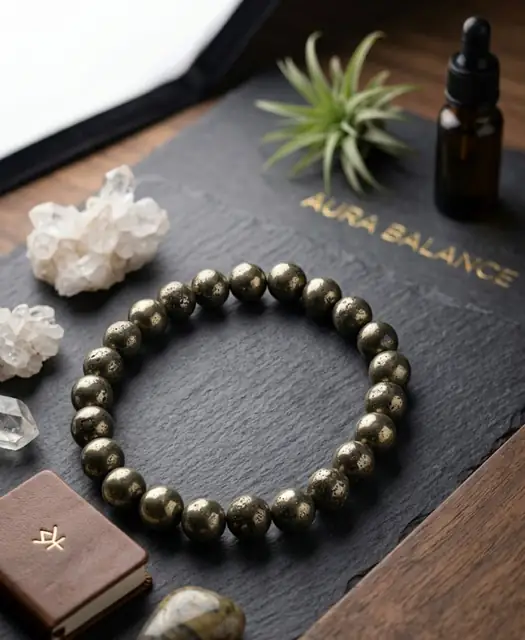 GemsForLuck Natural Pyrite Crystal Bracelet for Men & Women