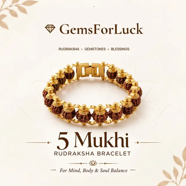 Premium 5 Mukhi Rudraksha Gold Plated Bracelet – Unisex