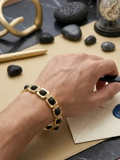 Karungali Sacred Wood Bracelet – Gold Finish – image 4