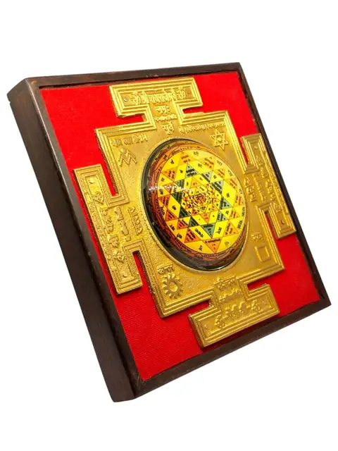 Laxmi Yantra in Brass with Wooden Frame (1 Pc) – image 3