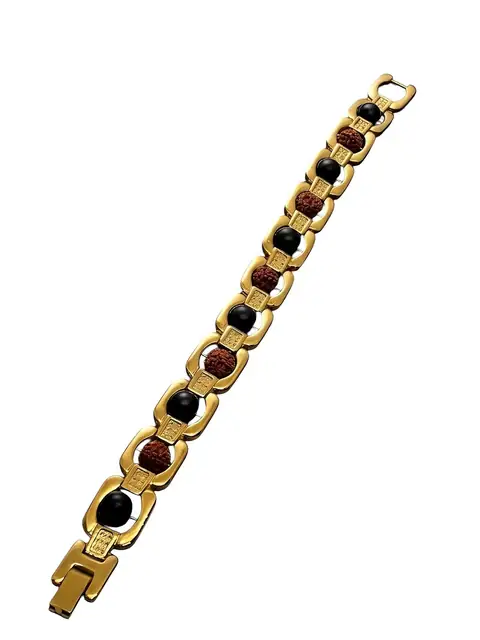 Metal Rudraksha & Karungali Bracelet – Spiritual Protection & Mental Peace Energy