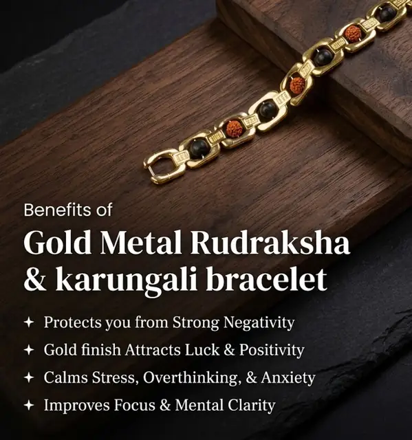 Metal Rudraksha & Karungali Bracelet – Spiritual Protection & Mental Peace Energy – image 4