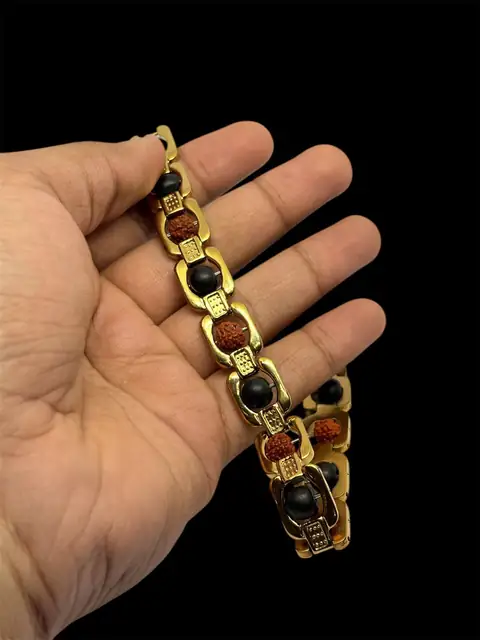 Metal Rudraksha & Karungali Bracelet – Spiritual Protection & Mental Peace Energy – image 5