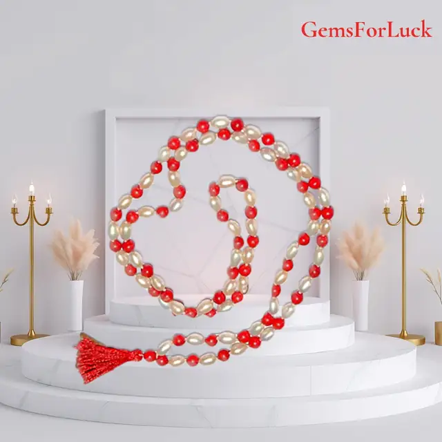 Moti Moonga Mala Red Coral Necklace