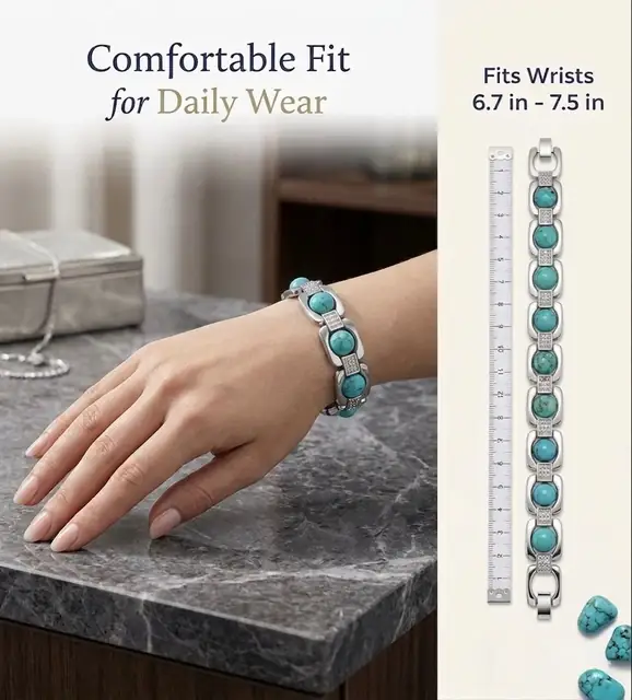 Natural Turquoise Bracelet (8mm) Original Feroza Stone – image 4