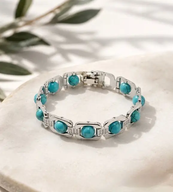 Natural Turquoise Bracelet (8mm) Original Feroza Stone – image 5