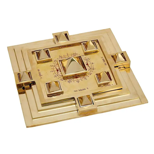 Brass Vastu Purush Pyramid Yantra Chowki 9x9 Inch – image 3