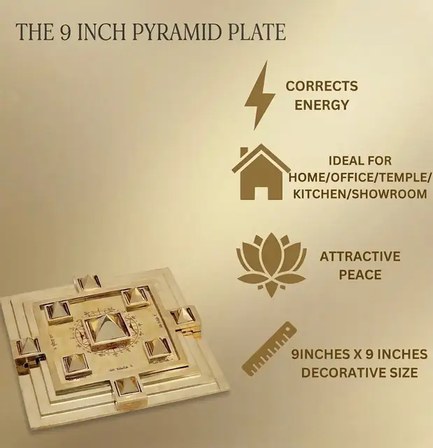 Brass Vastu Purush Pyramid Yantra Chowki 9x9 Inch – image 4