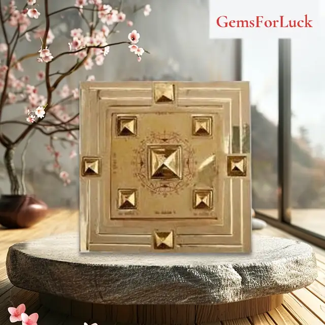 Brass Vastu Purush Pyramid Yantra Chowki 9x9 Inch – image 5