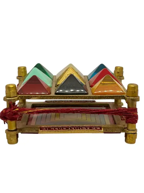 Navgrah Yantra Brass Frame with Multicolor Gemstones, 9 Planets (3.5*3.5 inches) – image 6