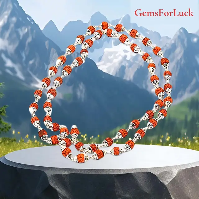 Original Silver Cap Indonesian Rudraksha Mala