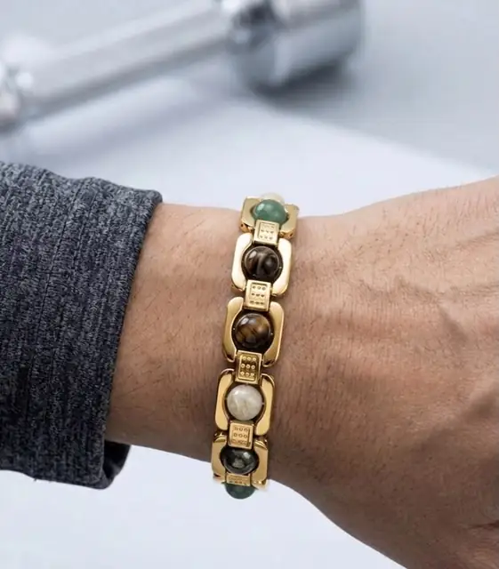 Premium Golden Multi-Stone Dhanyog Bracelet – image 4