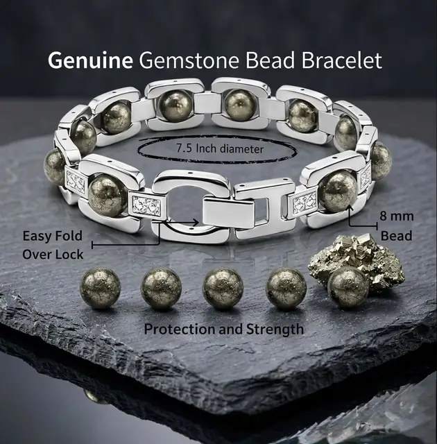 Pyrite Stone Bracelet for Confidence & Protection – image 4
