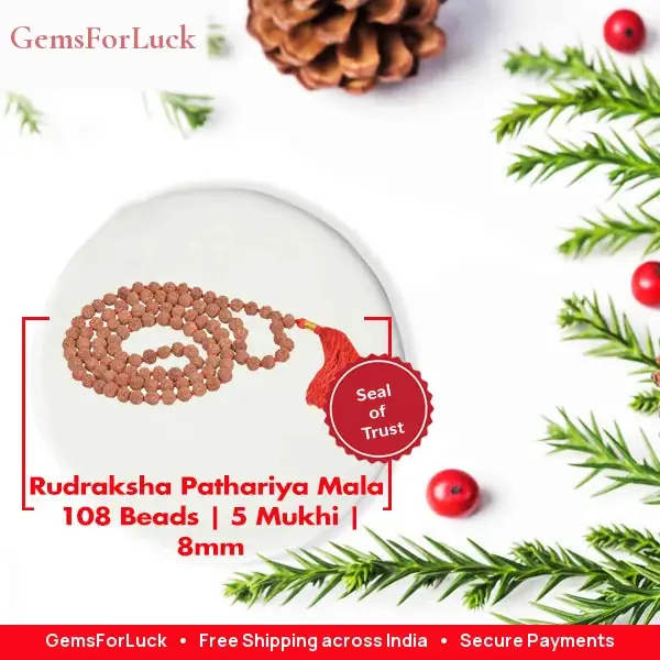 Rudraksha semi Pathariya Mala 108 Beads – image 3