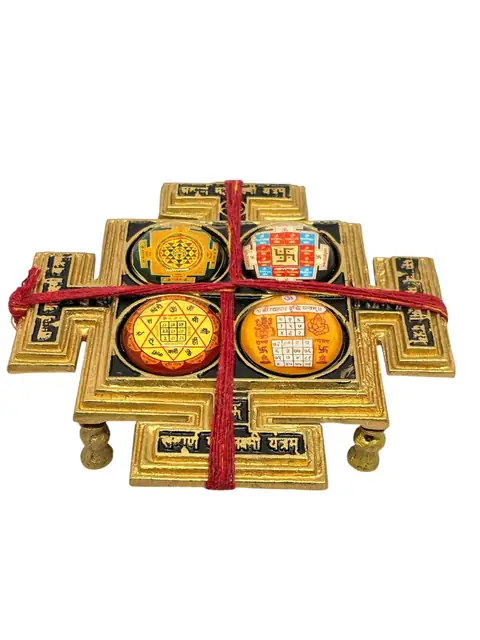Sampurna Mahalaxmi Yantra Chowki in Brass – Sacred Wealth & Prosperity Idol for Home Temple & पूजा – image 5