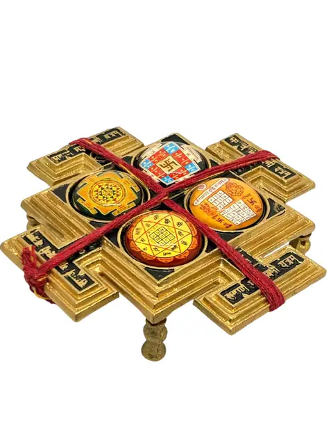 Sampurna Mahalaxmi Yantra Chowki in Brass – Sacred Wealth & Prosperity Idol for Home Temple & पूजा – image 7