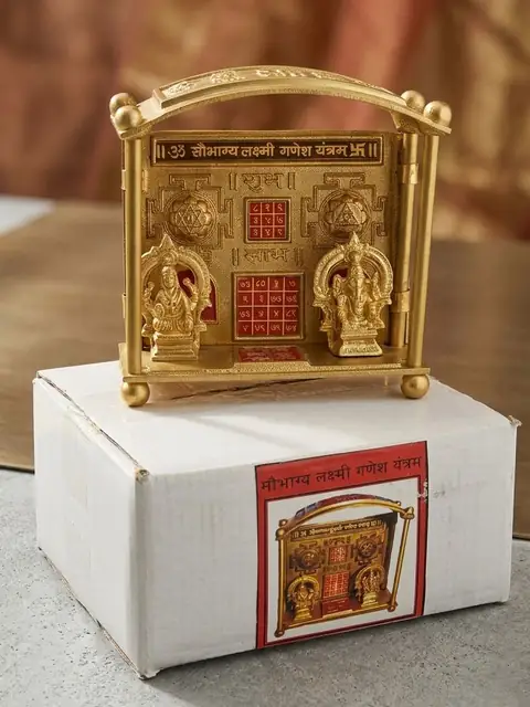 Saubhagya Lakshmi Ganesh Yantra – Brass Puja Yantra for Wealth, Prosperity & Auspiciousness (Size-5*5 Inches) – image 4