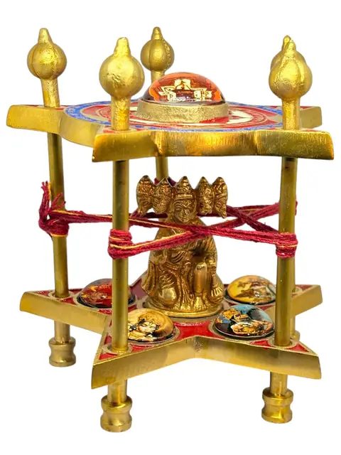 Shri Panchmukhi Hanuman Yantra Chowki in Brass for Puja – image 2